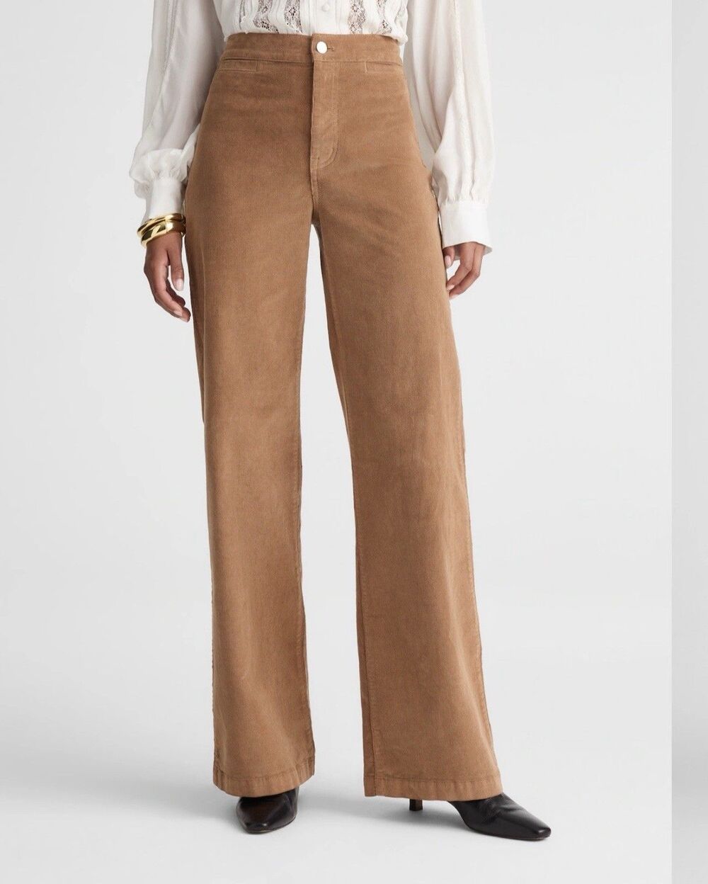 Madewell The Wide-Leg Pant in Corduroy Size 27 EUC Brown Camel High Rise